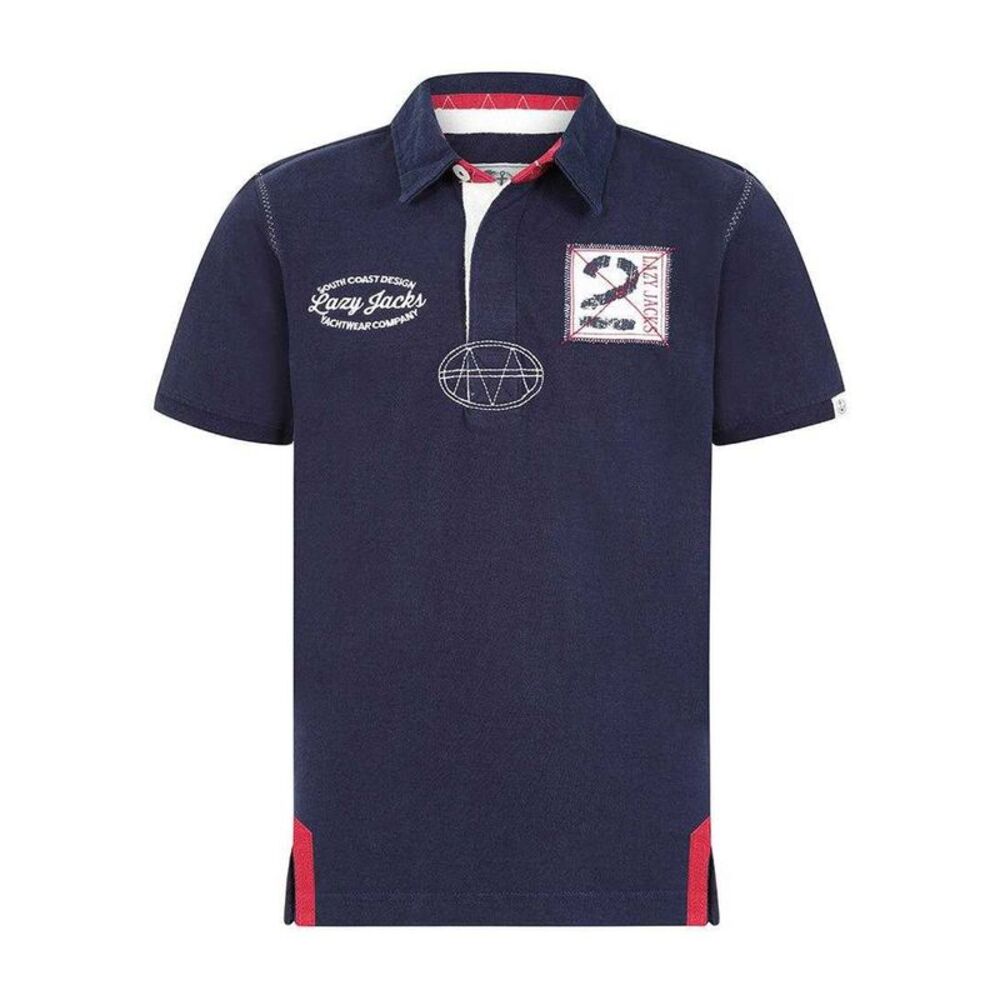 Lazy Jacks Boys Back Print Short-Sleeved Rugby Polo Shirt / Marine